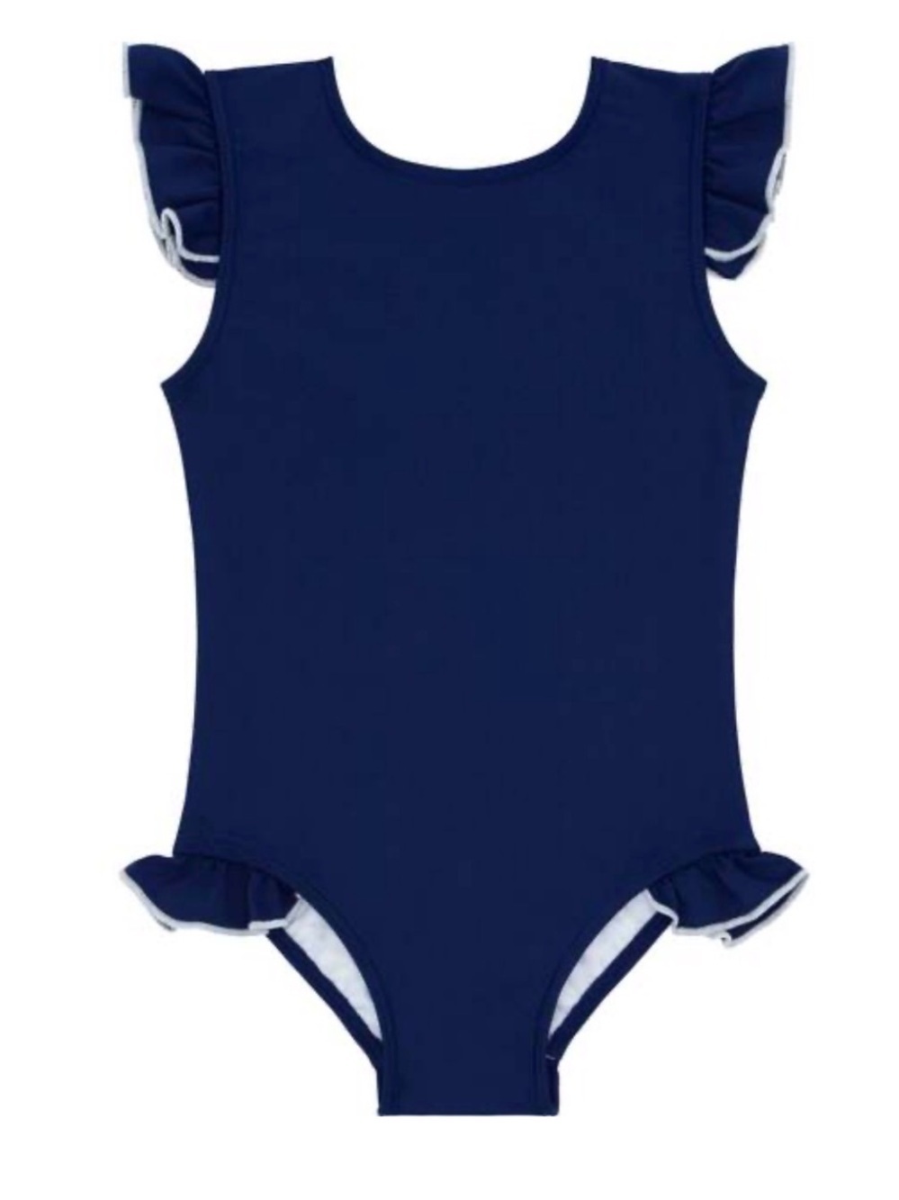 Girls' Navy Ruffle One-Piece Swimsuit — Classic Swim Style